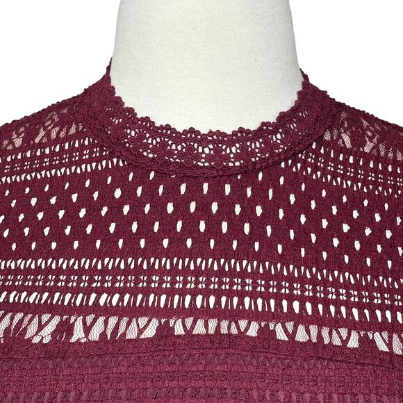 Foxiedox Ellie Lace Fit and Flare Mini Dress Burgundy Women XL NWT Ruffle - Picture 7 of 16